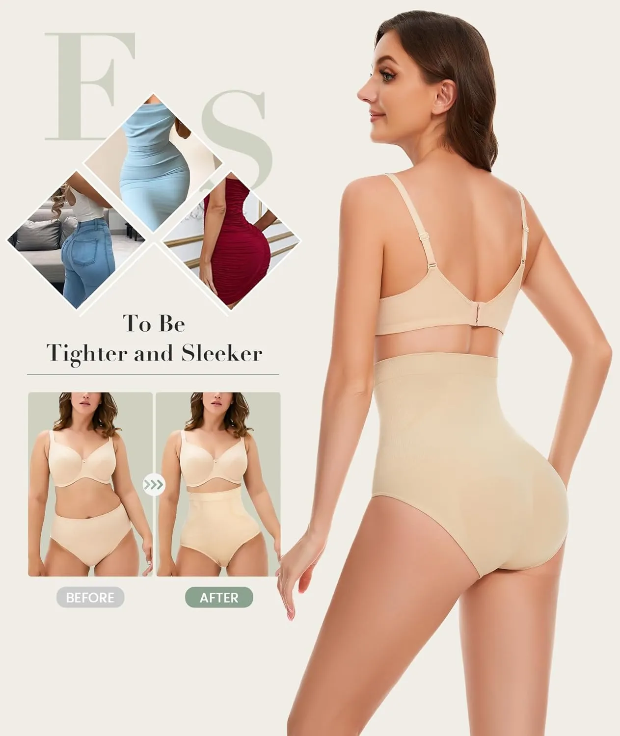 Tummy Control Underwear - High Waisted Body Shaper Panties Seamless Shapewear Compression Briefs for Women