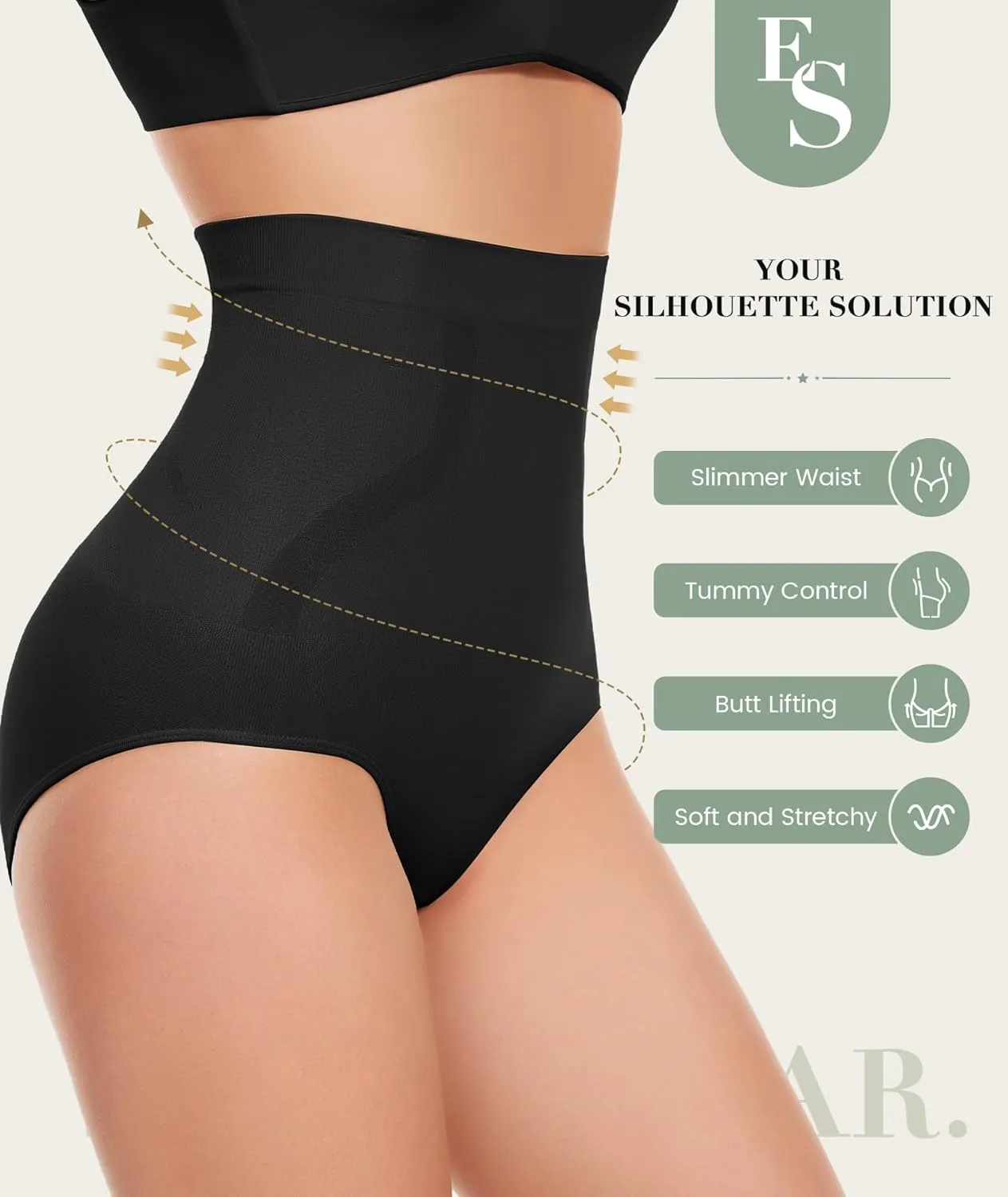 Tummy Control Underwear - High Waisted Body Shaper Panties Seamless Shapewear Compression Briefs for Women