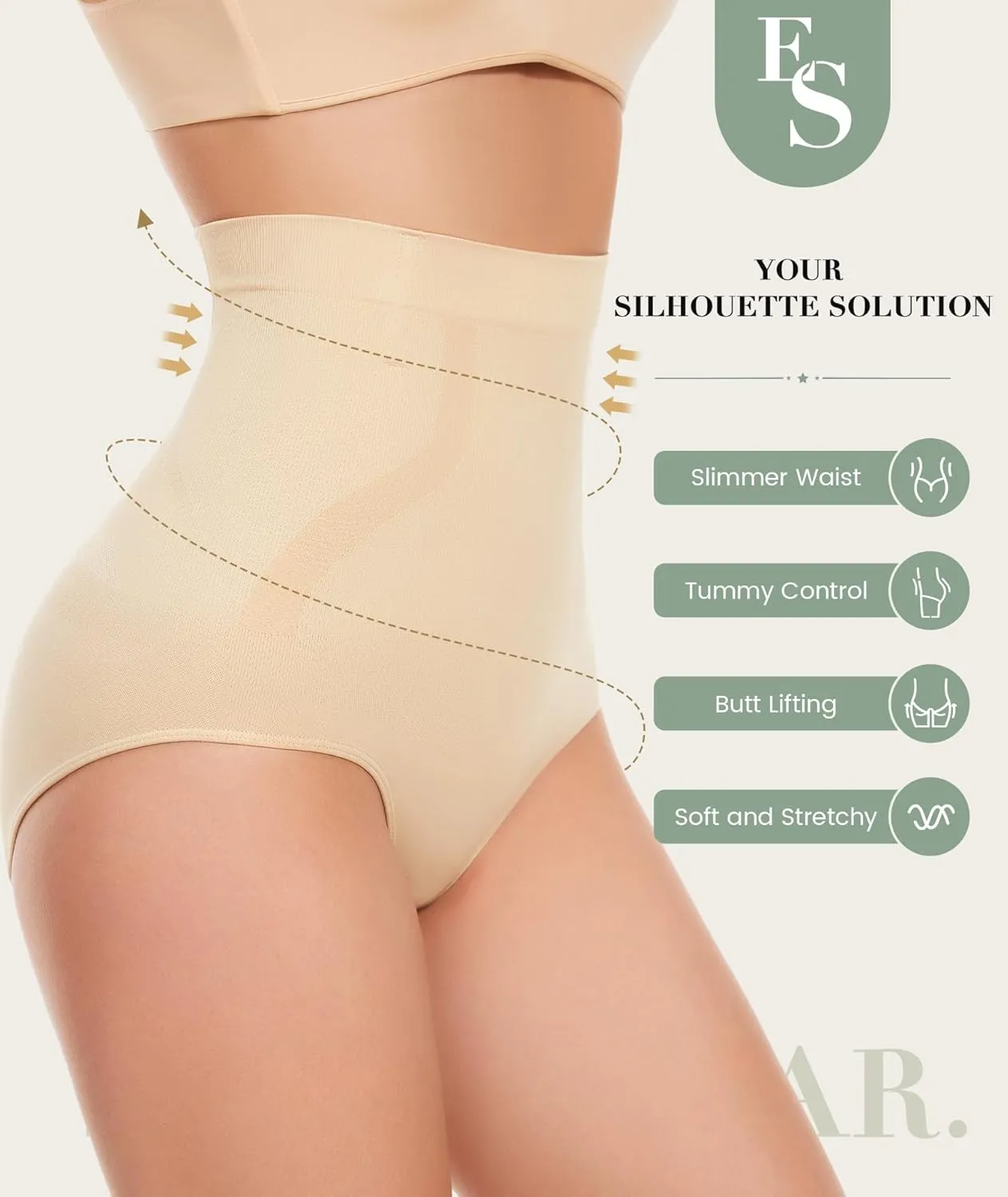 Tummy Control Underwear - High Waisted Body Shaper Panties Seamless Shapewear Compression Briefs for Women