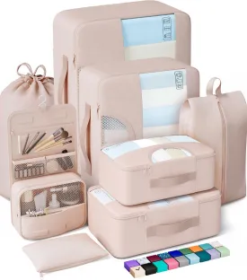 Veken 8 Set Packing Cubes for Travel, Gifts for Women Mom, Suitcase Organizer Bags for Luggage with Hanging Toiletry Bag and Shoe Bag, Vacation Essentials Travel Accessories for Cruise Ship