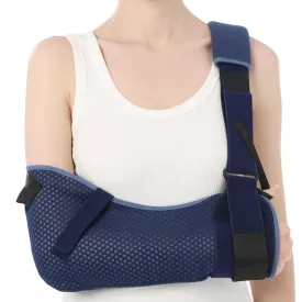 Velpeau Arm Sling Shoulder Immobilizer with Waist Strap, Ventilated & Breathable Design, Arm Support Brace for Shoulder, Rotator Cuff, Elbow, Hand injury (Mesh Version, Blue, Right, L: Bust 40-51)