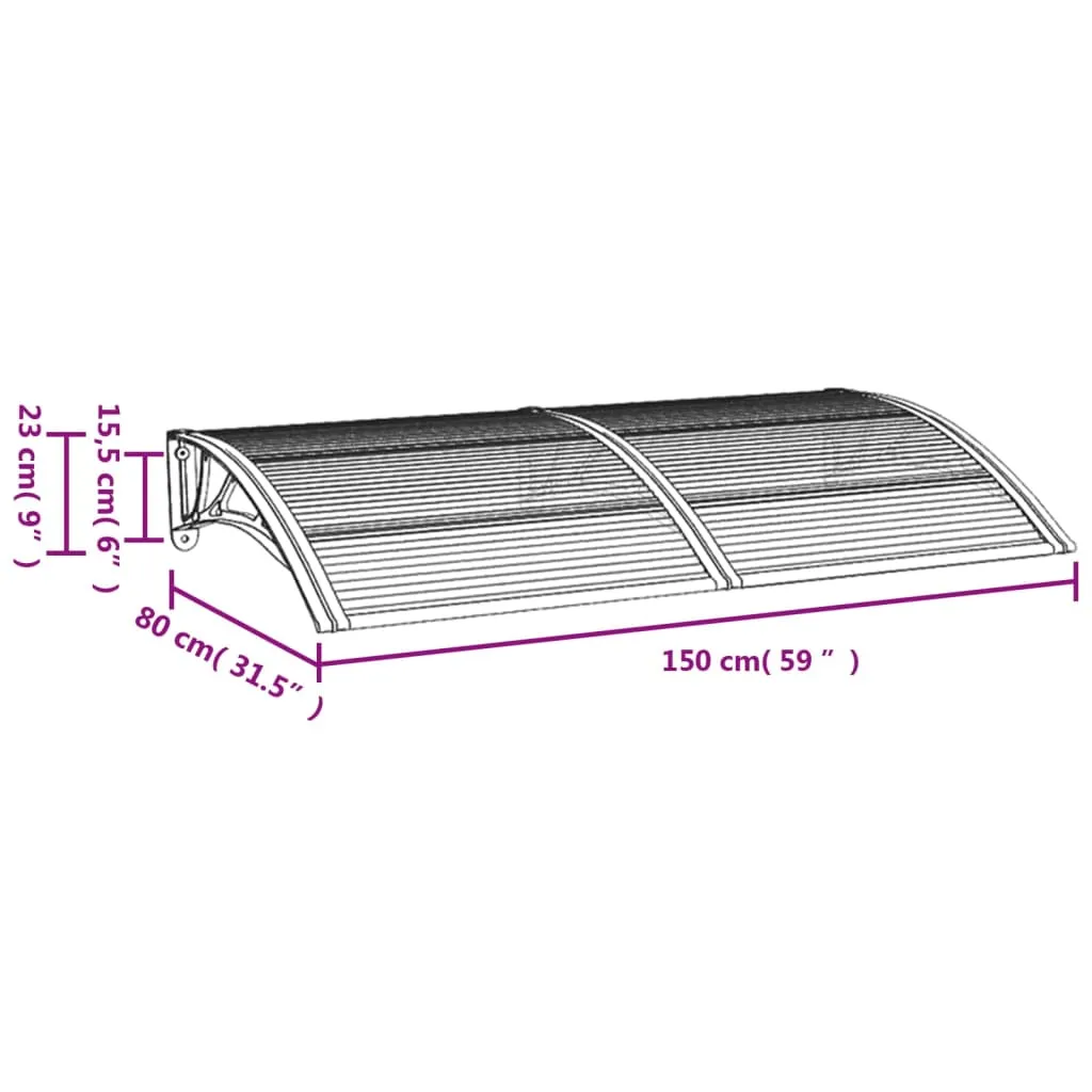 vidaXL Door Canopy Black 150x75 cm Polycarbonate