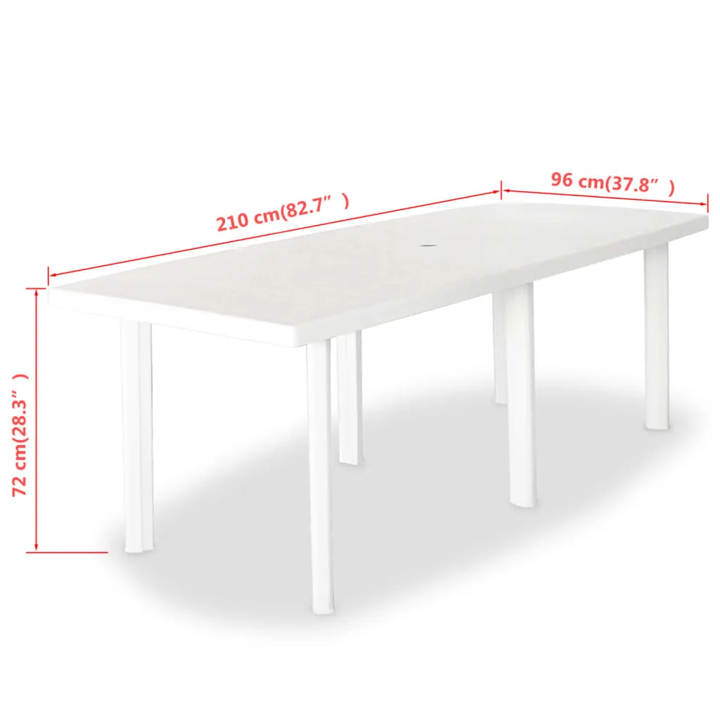 vidaXL Garden Table White 210x96x72 cm Plastic