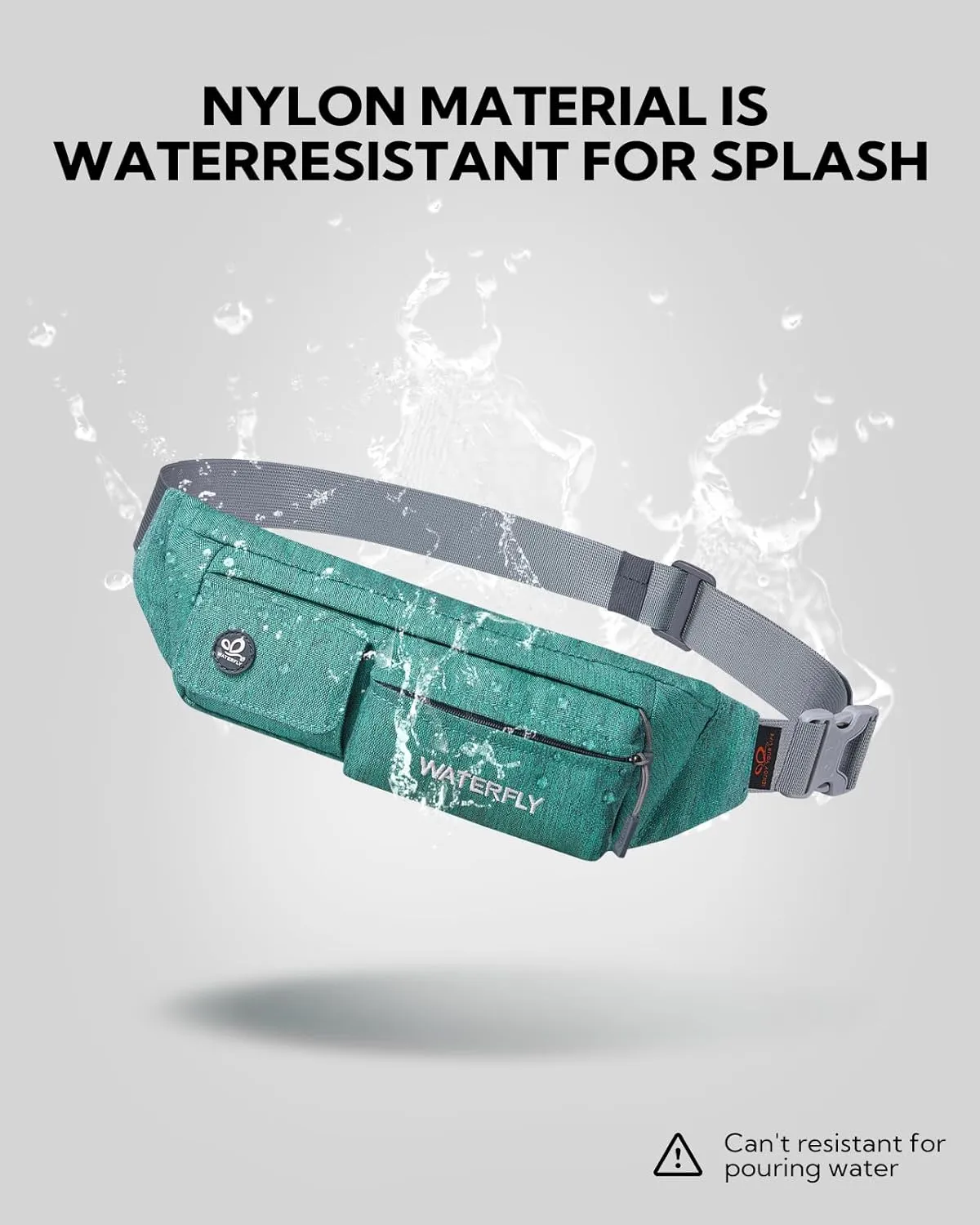 WATERFLY Fanny Pack for Women Men Water Resistant Small Waist Pouch Slim Belt Bag with 4 Pockets for Running Travelling Hiking Walking Lightweight Crossbody Chest Bag Fit All Phones