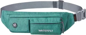 WATERFLY Fanny Pack for Women Men Water Resistant Small Waist Pouch Slim Belt Bag with 4 Pockets for Running Travelling Hiking Walking Lightweight Crossbody Chest Bag Fit All Phones