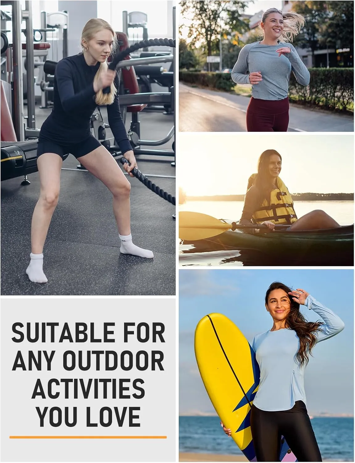Womens Zipper Pockets Long Sleeve Rash Guard UPF 50  Sun Protection Shirts for Hiking Outdoor Workout Swim Shirt