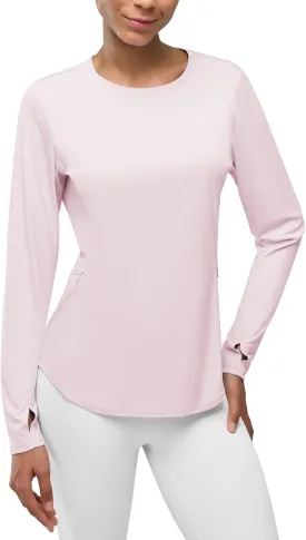 Womens Zipper Pockets Long Sleeve Rash Guard UPF 50  Sun Protection Shirts for Hiking Outdoor Workout Swim Shirt