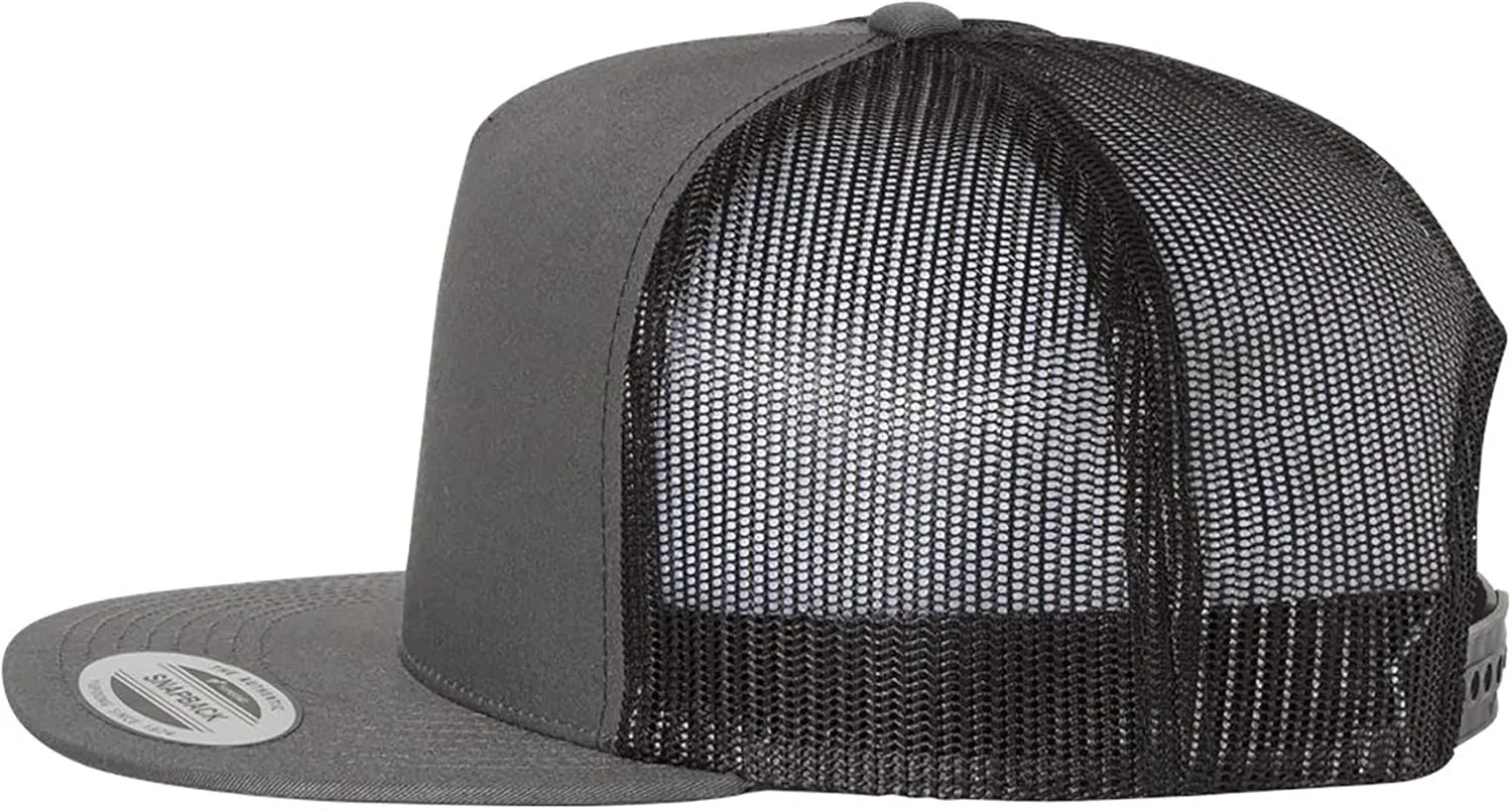 Yupoong YP Classics 6006 High Profile Flat Visor Snapback Trucker Hat - Blank, Bulk Caps